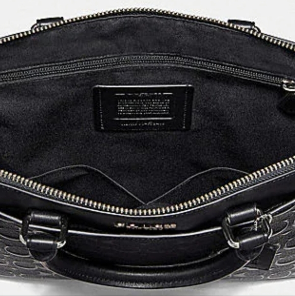 1 left COACH Embossed Signature Leather Atache Bag Briefcase Laptop Computer Bag - Picture 10 of 12